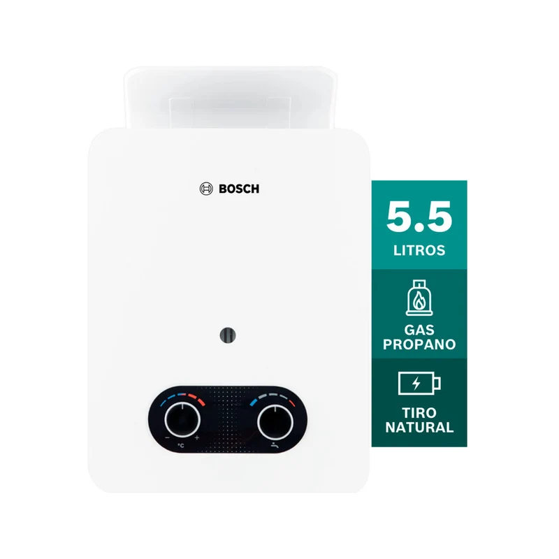 Calentador de agua 5.5 litros tiro natural de paso a gas propano Vital 1500 BOSCH