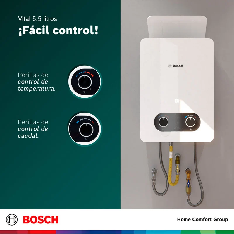 Calentador de agua 5.5 litros tiro natural de paso a gas propano Vital 1500 BOSCH