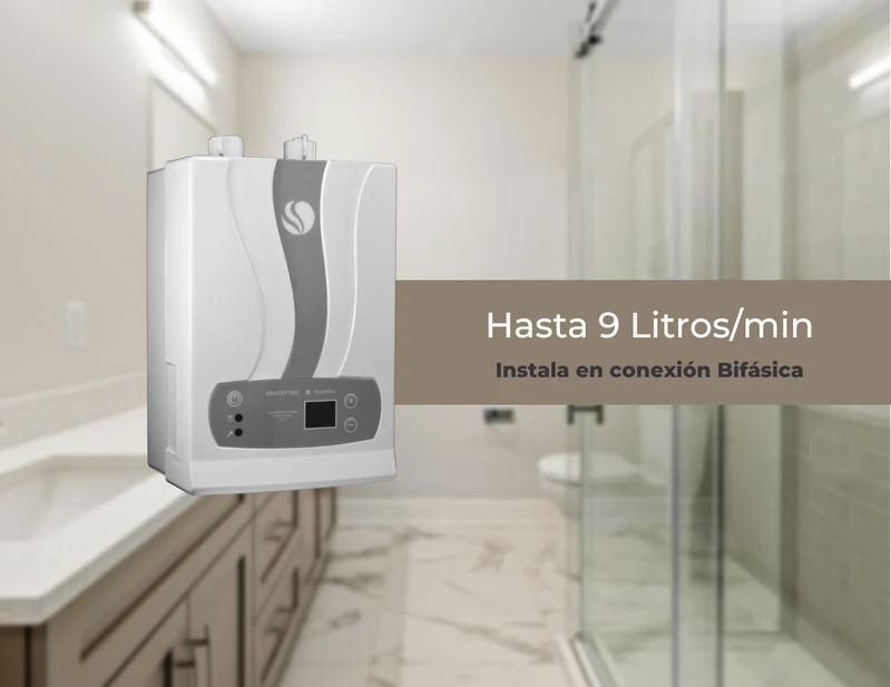 Calentador eléctrico instantáneo de agua, hasta 9 litros, bifásico marca Smartec
