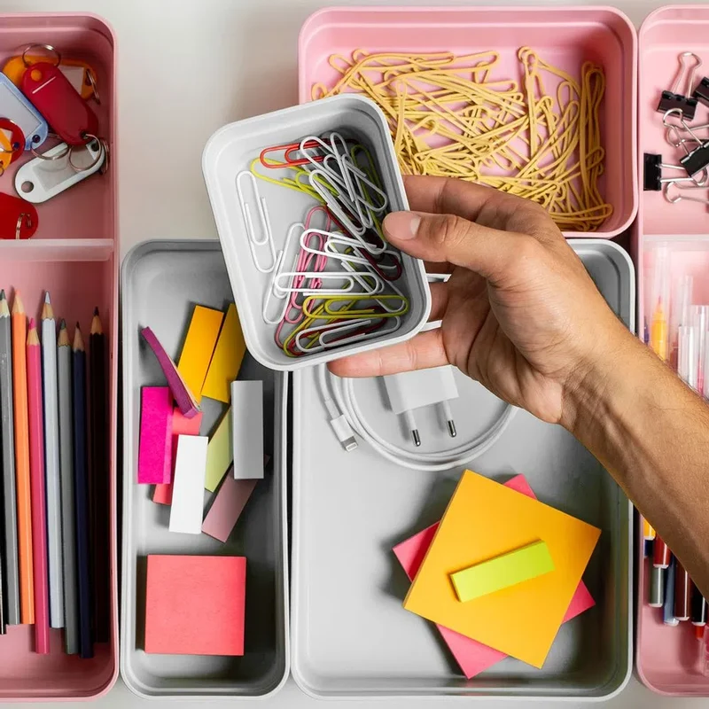 Organizador de cajón mini logic color plomo.