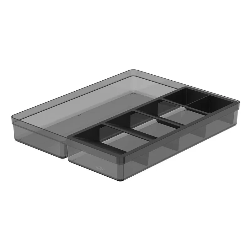 Organizador de utensilios y cubiertos clear color humo y negro