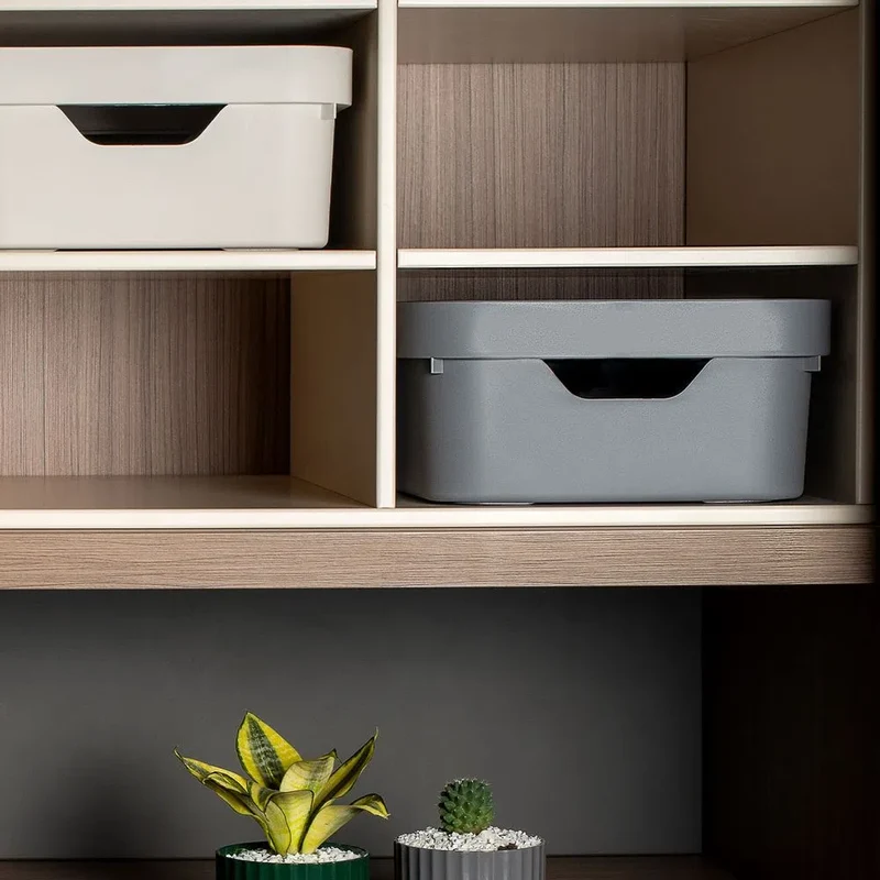 Caja organizadora cube sin tapa color plomo