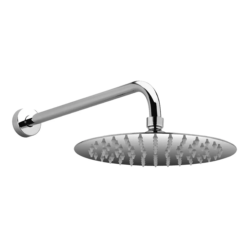 Regadera redonda Slim 8" Cromo con brazo 30 cm