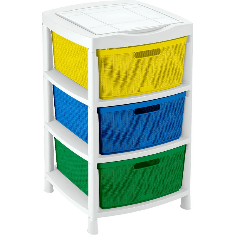 Cajas organizadoras fique con 3 gavetas y tapa tricolor niño Rimax