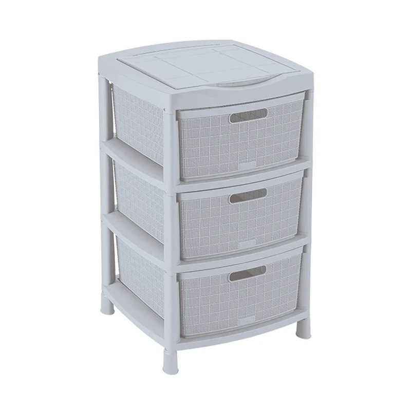 Cajas organizadoras fique con 3 gavetas y tapa gris hielo Rimax
