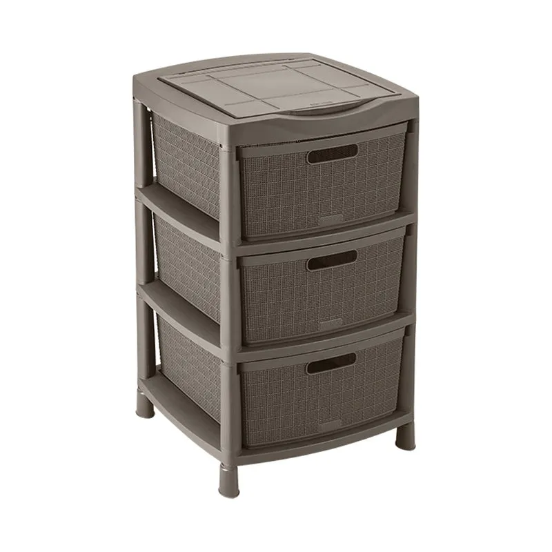 Cajas organizadoras fique con 3 gavetas y tapa mocca Rimax