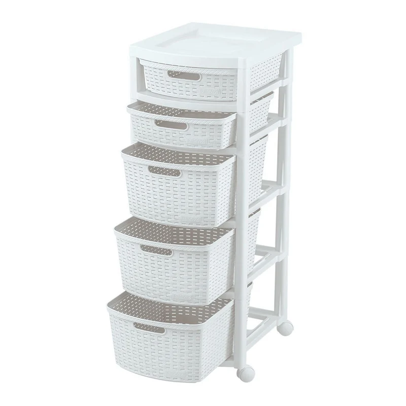 Cajonero apariencia rattan 2 gavetas bajas + 3 gavetas altas Rimax