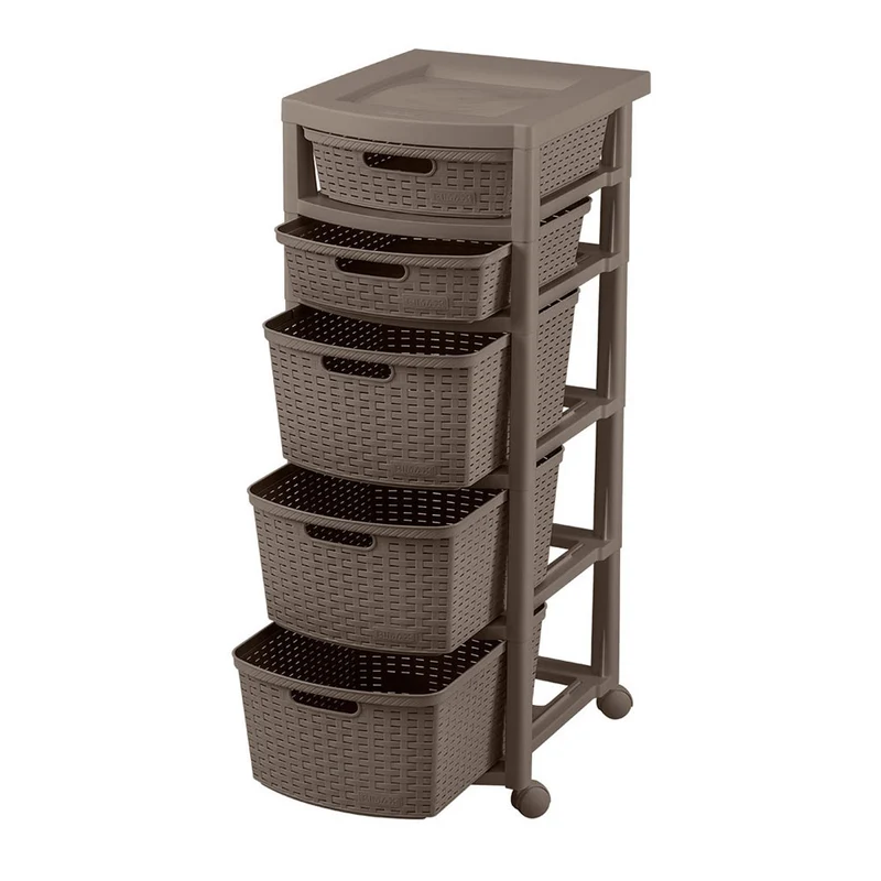 Cajonero apariencia rattan 2 gavetas bajas + 3 gavetas altas Rimax