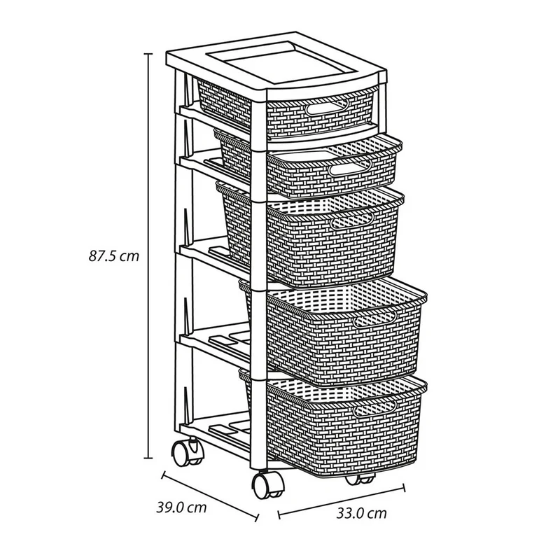 Cajonero apariencia rattan 2 gavetas bajas + 3 gavetas altas Rimax