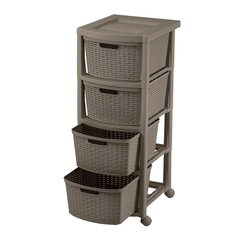 Cajonero apariencia rattan 4 gavetas altas Rimax