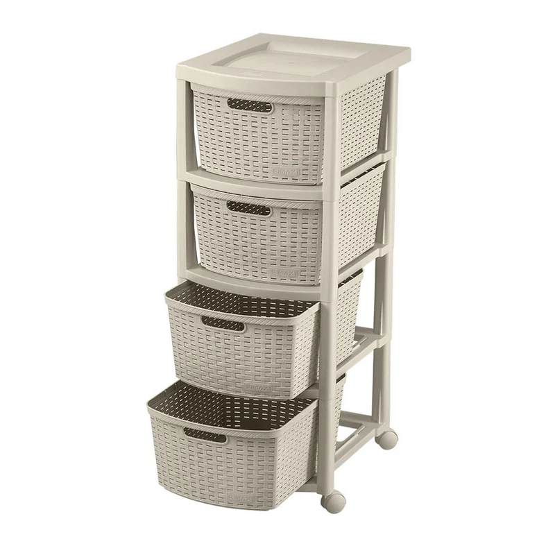 Cajonero apariencia rattan 4 gavetas altas Rimax