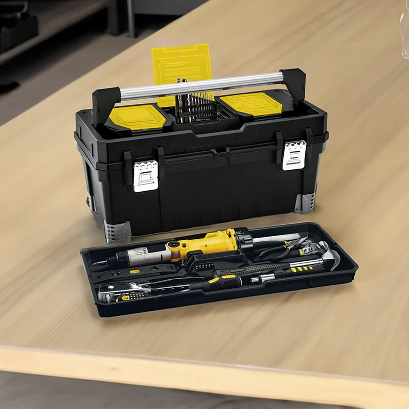 Caja de herramientas 25" profesional con cerradura metálica negro Rimax