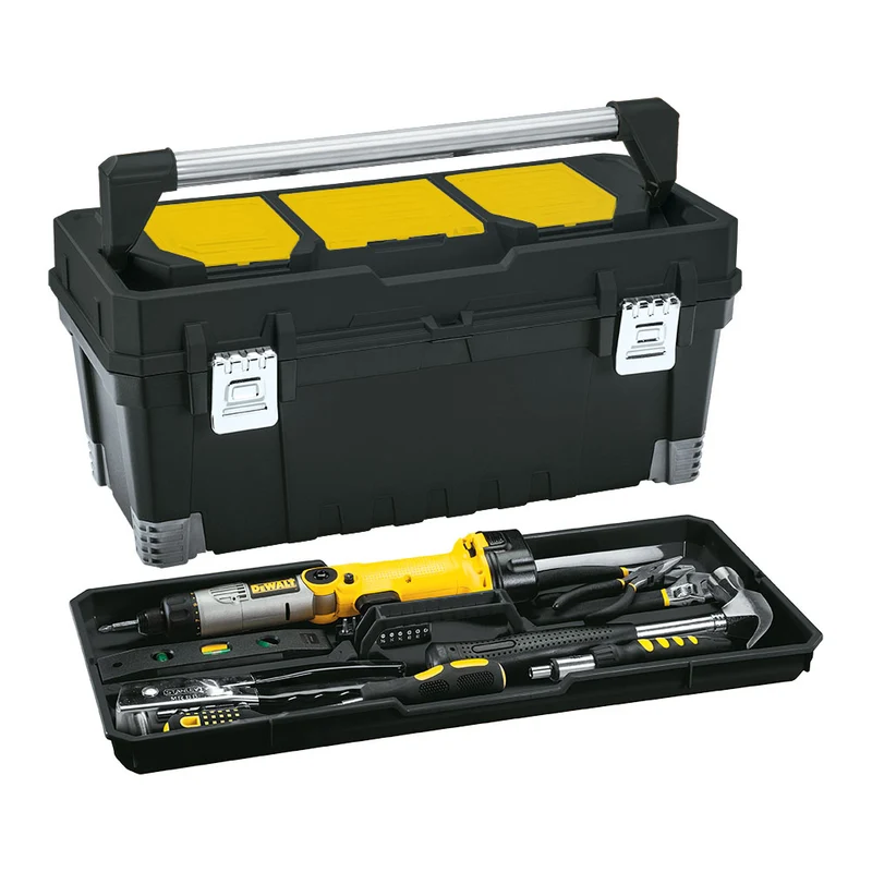 Caja de herramientas 25" profesional con cerradura metálica negro Rimax