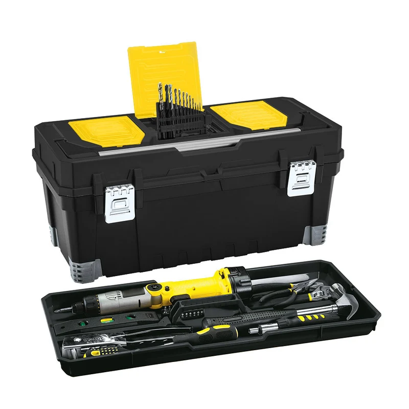 Caja de herramientas 25" profesional con cerradura metálica negro Rimax