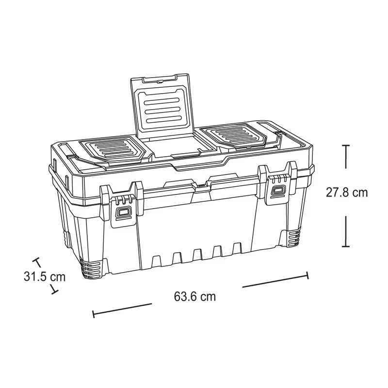 Caja de herramientas 25" profesional con cerradura metálica negro Rimax