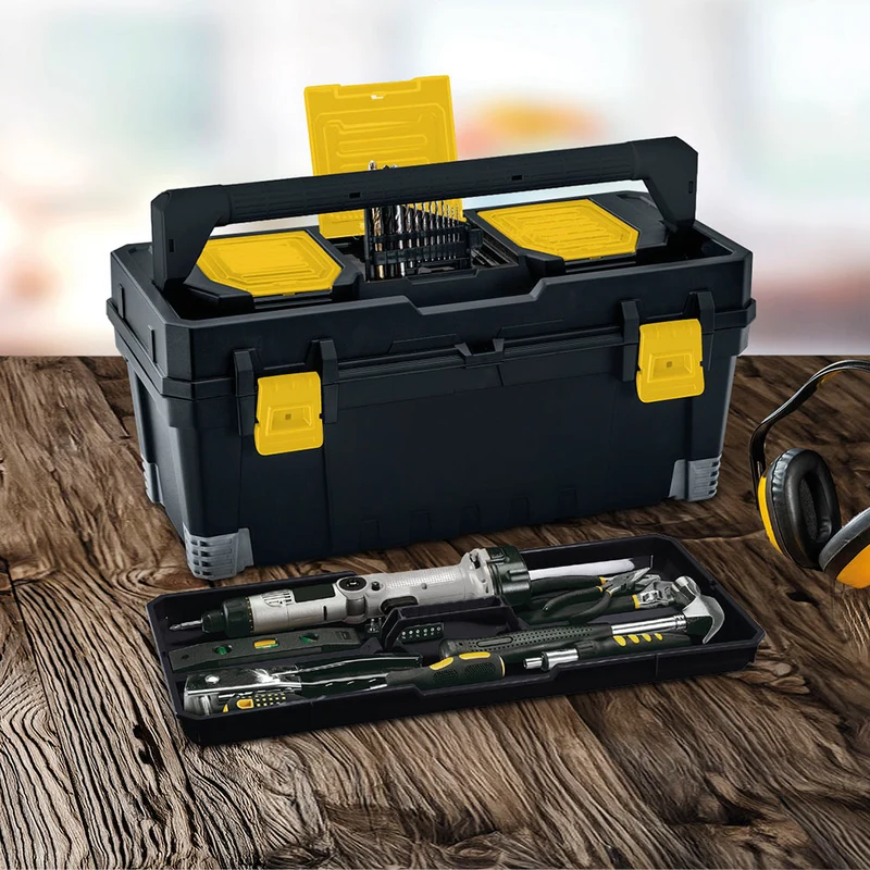 Caja de herramientas 23" con cerradura plástica color negro Rimax
