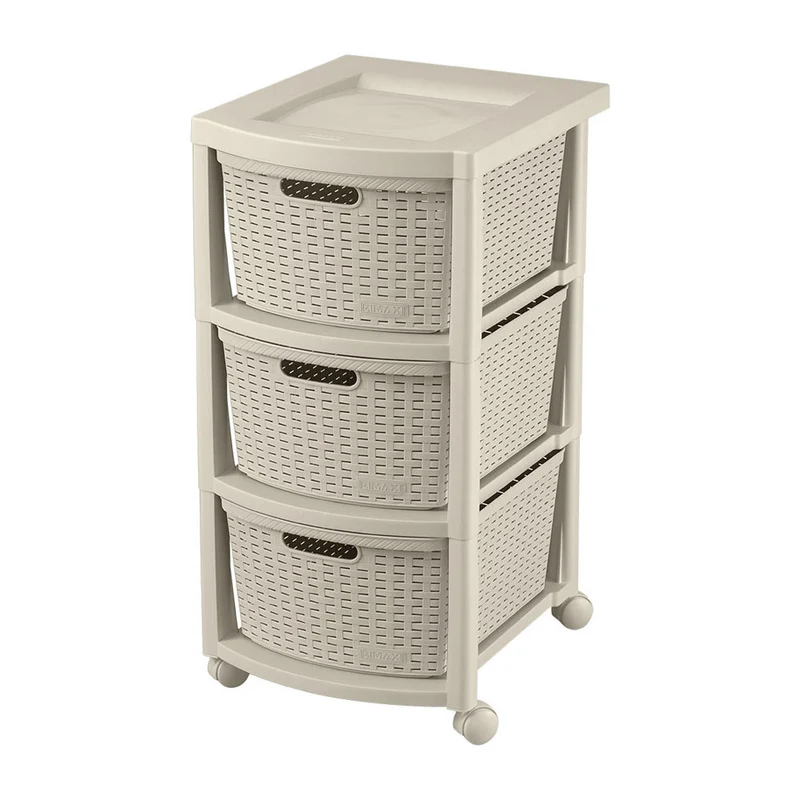 Cajonero apariencia rattan 3 gavetas altas Rimax