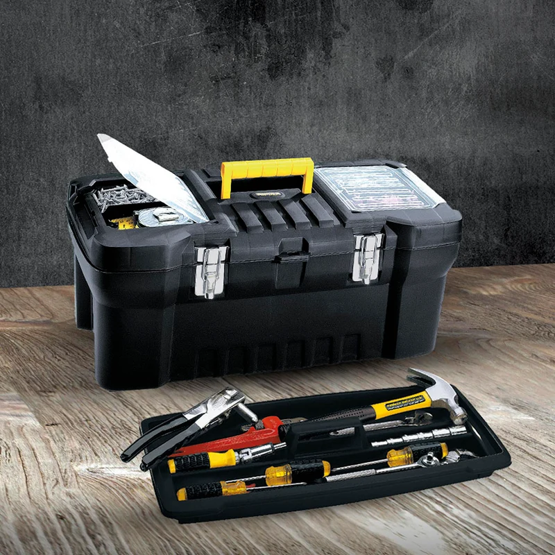 Caja de herramientas 24" con cerradura metálica negro Rimax