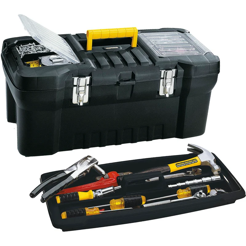 Caja de herramientas 24" con cerradura metálica negro Rimax