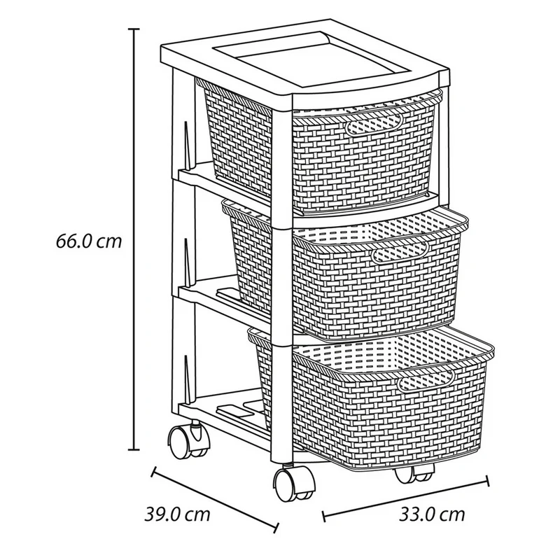 Cajonero apariencia rattan 3 gavetas tricolor niña Rimax