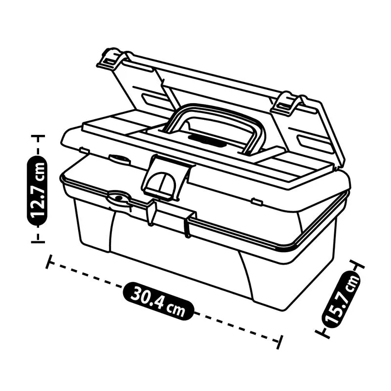 Caja organizadora de herramientas con tapa ycerradura plástica negra Rimax