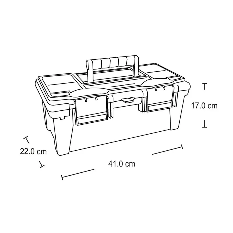 Caja organizadora de herramientas con tapa ycerradura plástica negra Rimax