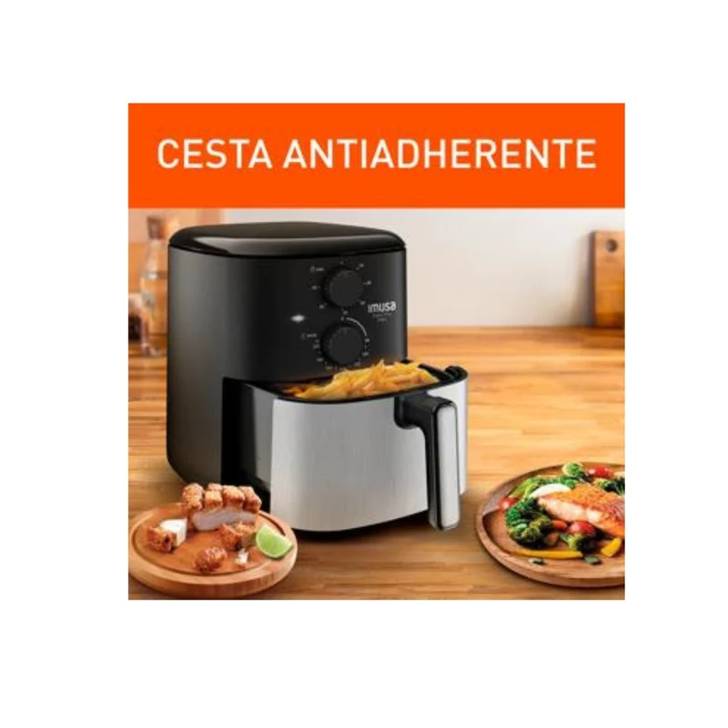 Freidora de Aire IMUSA EZ24 Negro-Inox1DI0 Easy Fry Max 5L