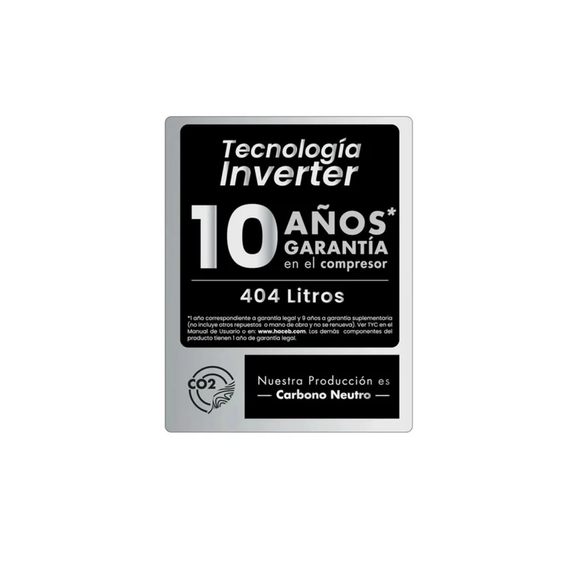 Nevera HACEB CC 404 Litros SE DA ME TI No Frost Inverter Titanio