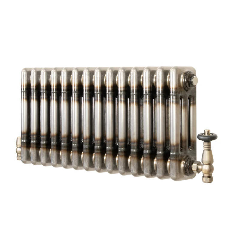 Radiador Tradicional de 3 Columnas y Válvulas - 300 x 650mm - Metal Crudo
