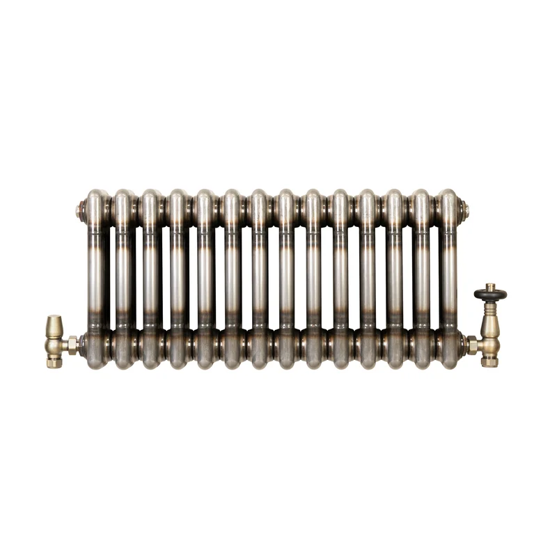 Radiador Tradicional de 3 Columnas y Válvulas - 300 x 650mm - Metal Crudo