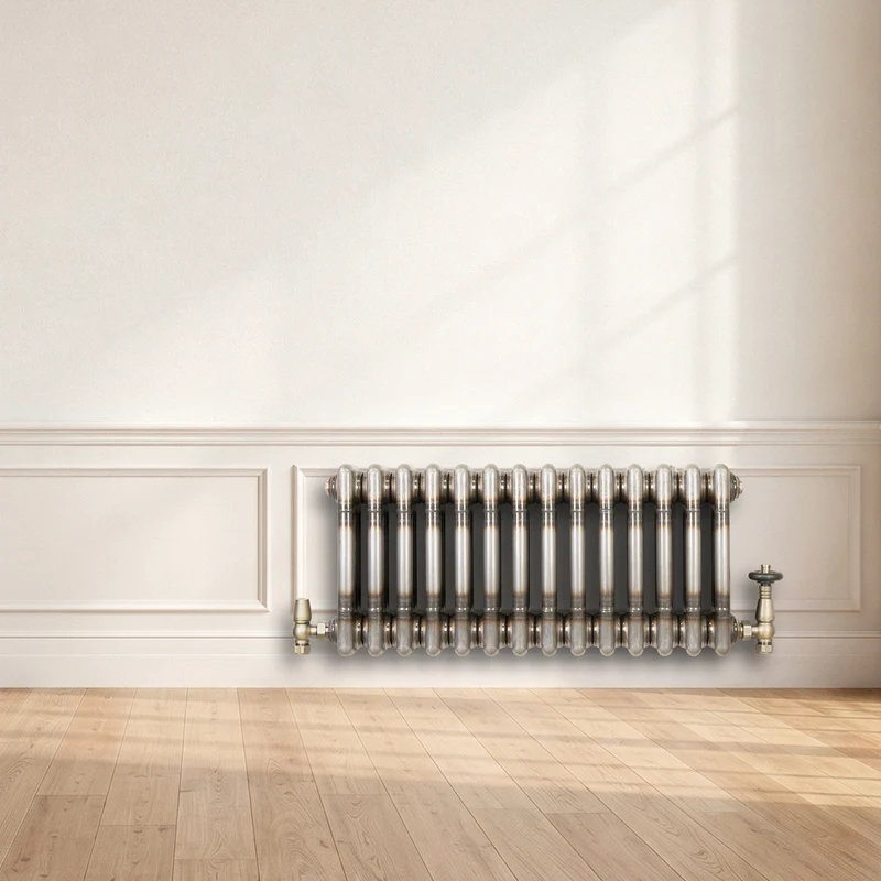 Radiador Tradicional de 3 Columnas y Válvulas - 300 x 650mm - Metal Crudo