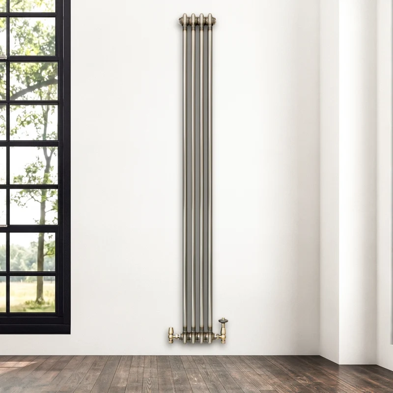 Radiador Tradicional de 2 Columnas y Válvulas - 1800 x 200mm - Metal Crudo