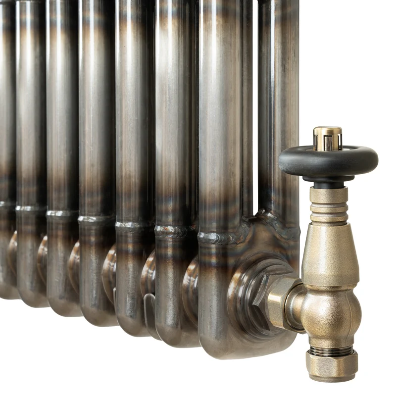 Radiador Tradicional de 2 Columnas y Válvulas - 1800 x 200mm - Metal Crudo
