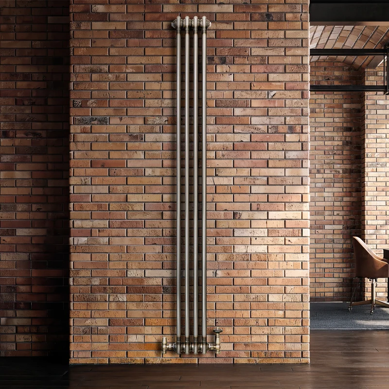 Radiador Tradicional de 2 Columnas y Válvulas - 1800 x 200mm - Metal Crudo