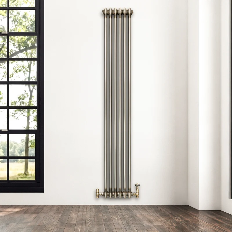 Radiador Tradicional de 2 Columnas y Válvulas - 1800 x 290mm - Metal Crudo