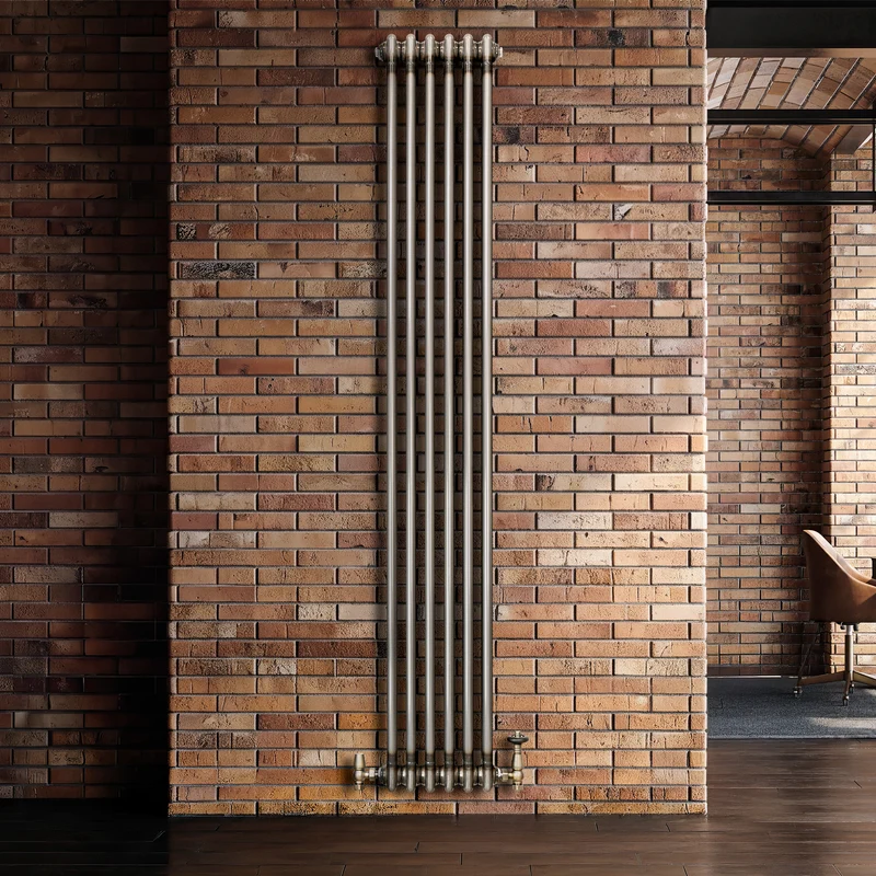 Radiador Tradicional de 2 Columnas y Válvulas - 1800 x 290mm - Metal Crudo