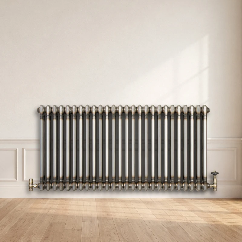 Radiador Tradicional de 2 Columnas y Válvulas - 600 x 1190mm - Metal Crudo