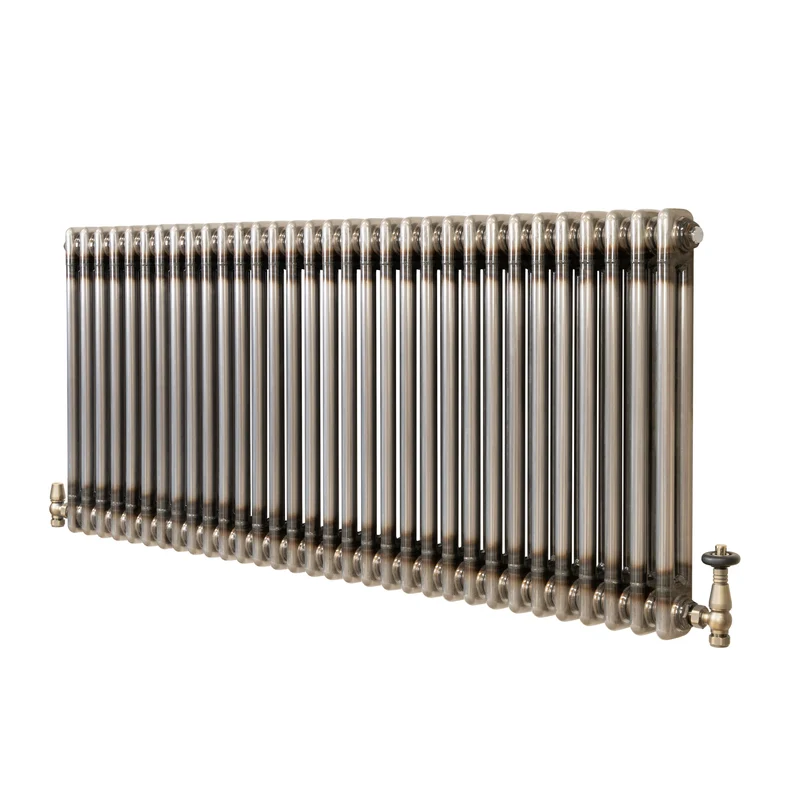 Radiador Tradicional de 2 Columnas y Válvulas - 600 x 1460mm - Metal Crudo