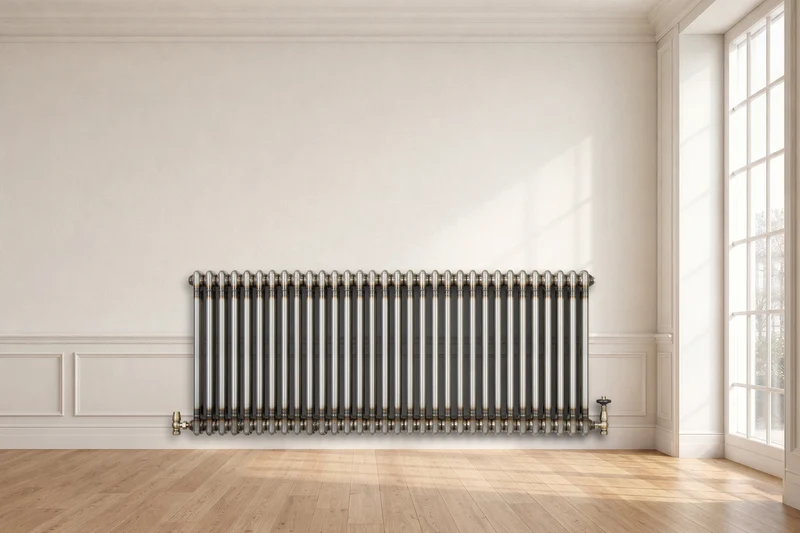 Radiador Tradicional de 2 Columnas y Válvulas - 600 x 1460mm - Metal Crudo