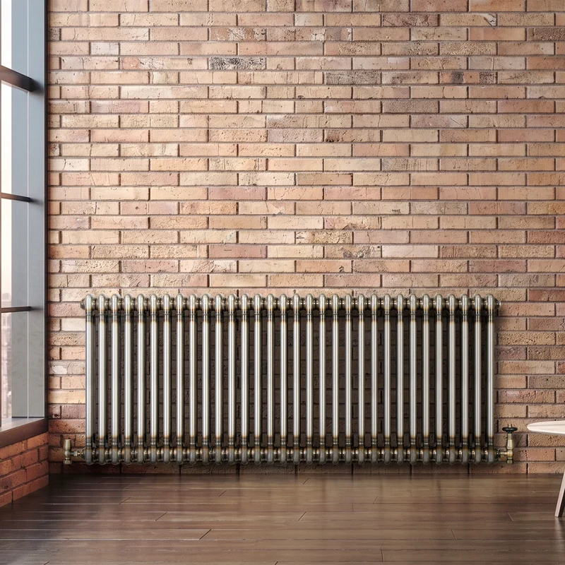 Radiador Tradicional de 2 Columnas y Válvulas - 600 x 1460mm - Metal Crudo