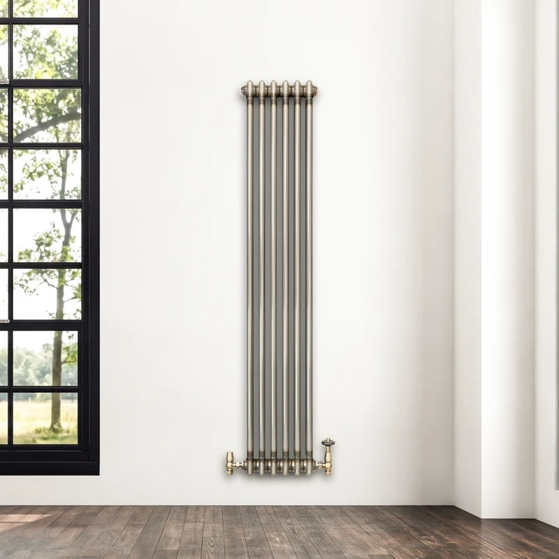Radiador Tradicional de 2 Columnas y Válvulas - 1500 x 290mm - Metal Crudo