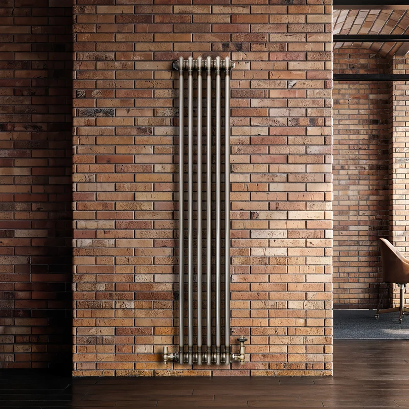 Radiador Tradicional de 2 Columnas y Válvulas - 1500 x 290mm - Metal Crudo
