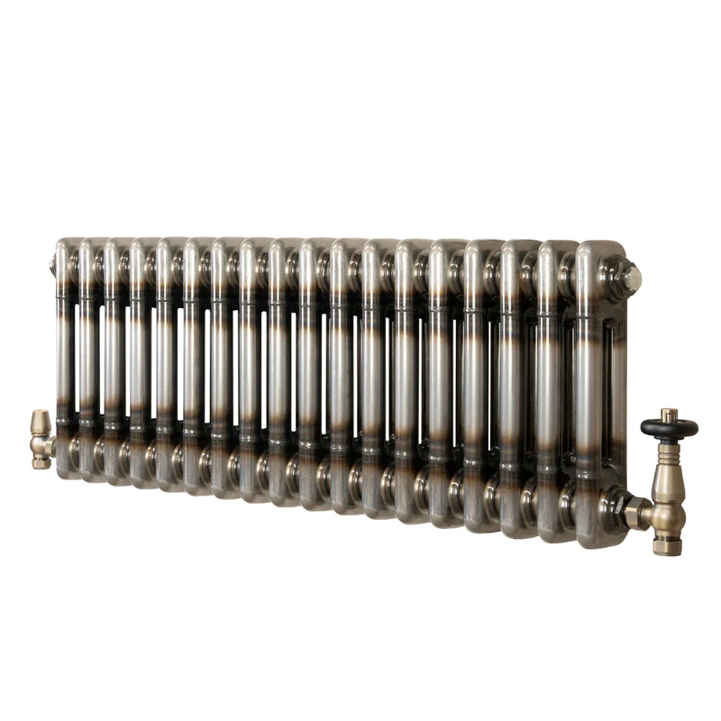 Radiador Tradicional de 2 Columnas y Válvulas - 300 x 830mm - Metal Crudo
