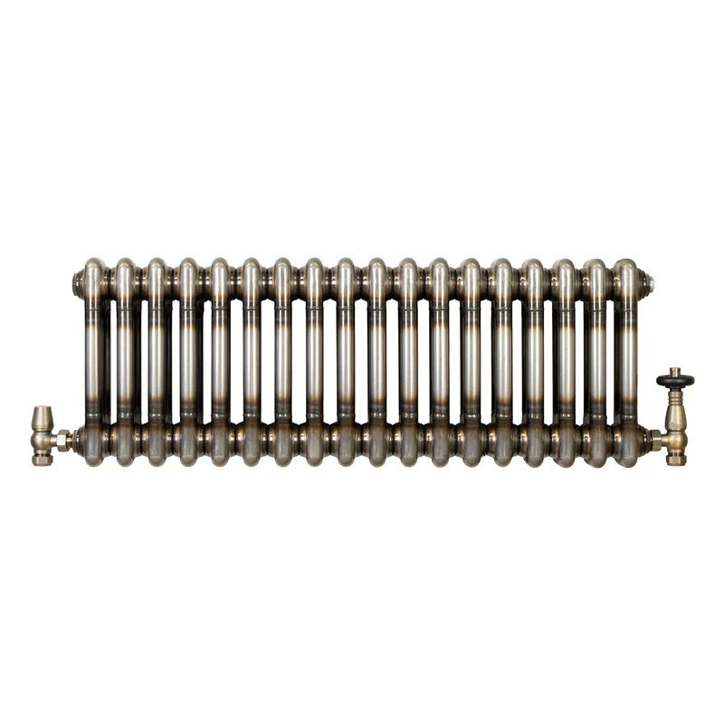 Radiador Tradicional de 2 Columnas y Válvulas - 300 x 830mm - Metal Crudo