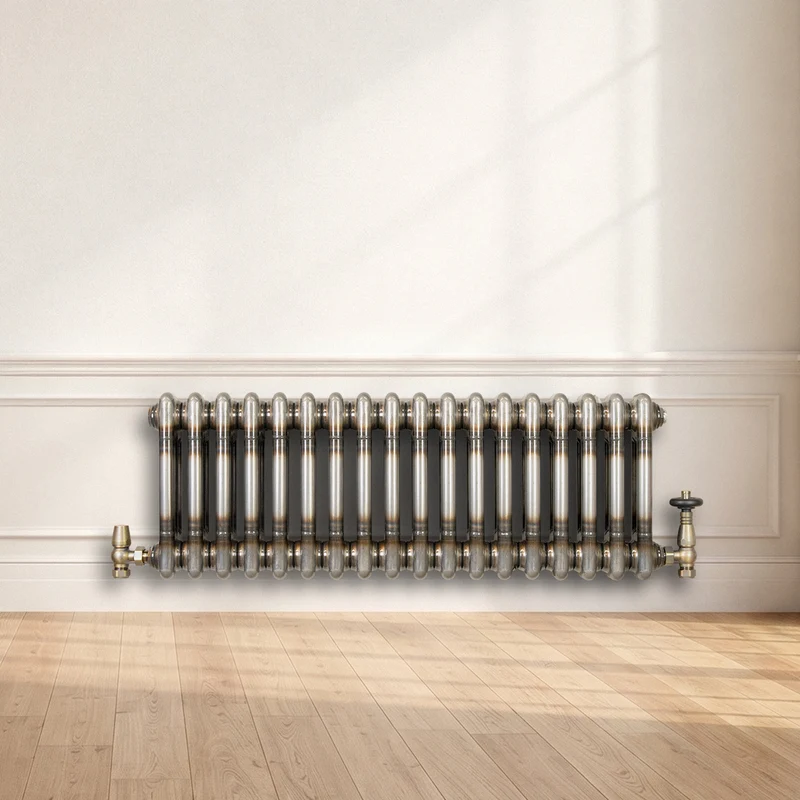 Radiador Tradicional de 2 Columnas y Válvulas - 300 x 830mm - Metal Crudo