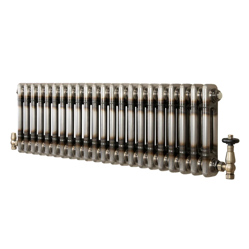 Radiador Tradicional de 2 Columnas y Válvulas - 300 x 1010mm - Metal Crudo