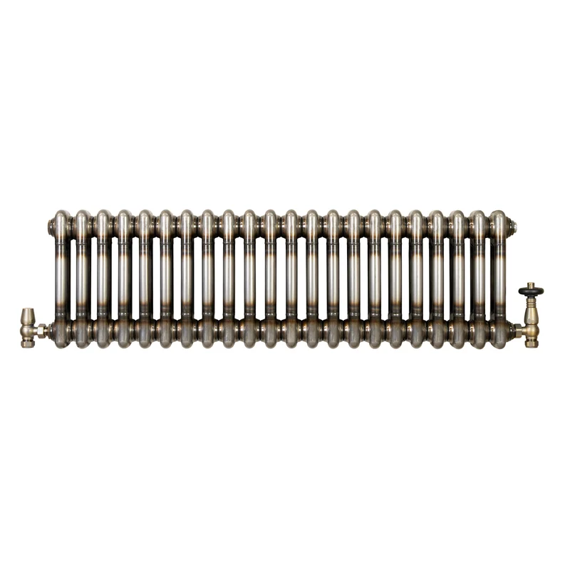 Radiador Tradicional de 2 Columnas y Válvulas - 300 x 1010mm - Metal Crudo