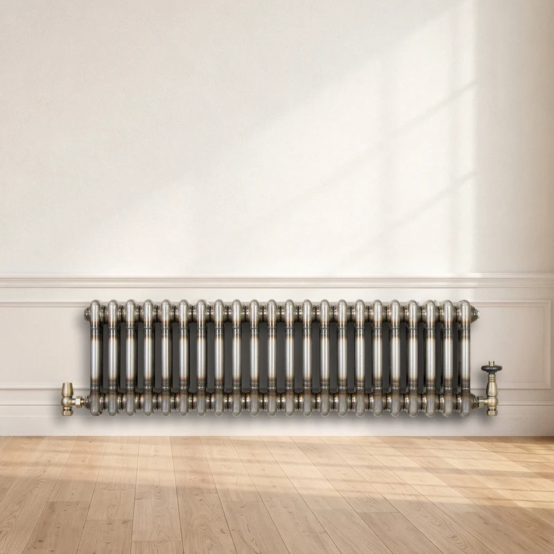 Radiador Tradicional de 2 Columnas y Válvulas - 300 x 1010mm - Metal Crudo