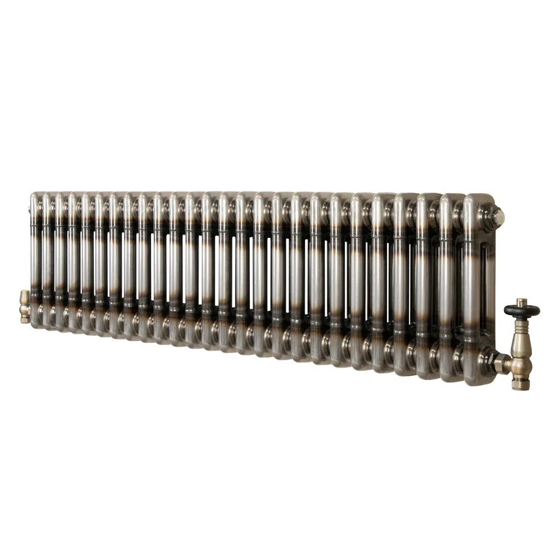 Radiador Tradicional de 2 Columnas y Válvulas - 300 x 1190mm - Metal Crudo