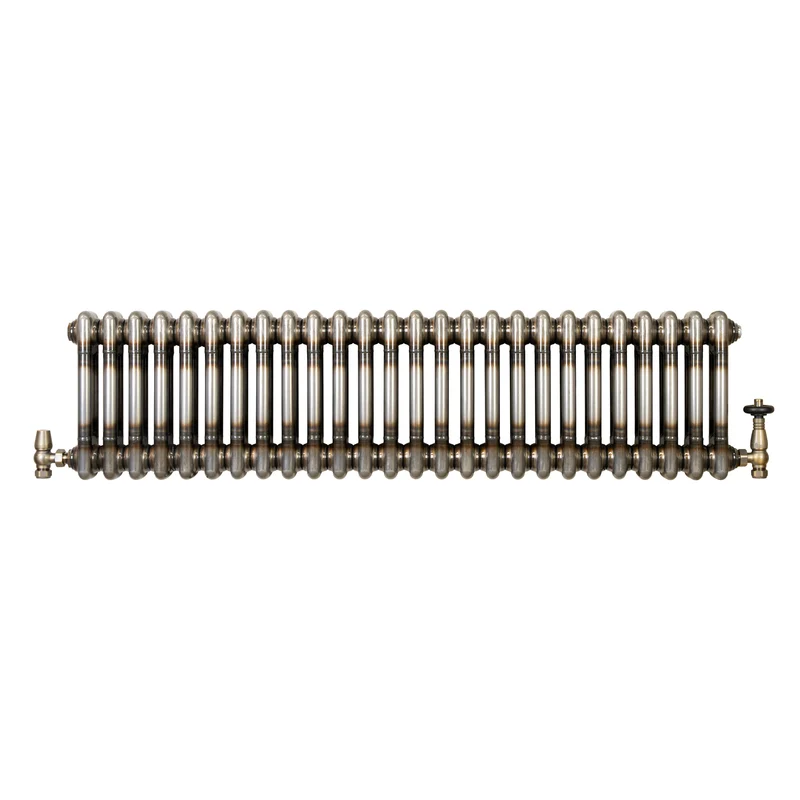 Radiador Tradicional de 2 Columnas y Válvulas - 300 x 1190mm - Metal Crudo